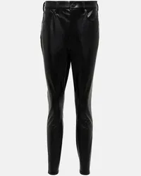 Veronica Beard High-Rise-Hose Maera aus Lederimitat Schwarz