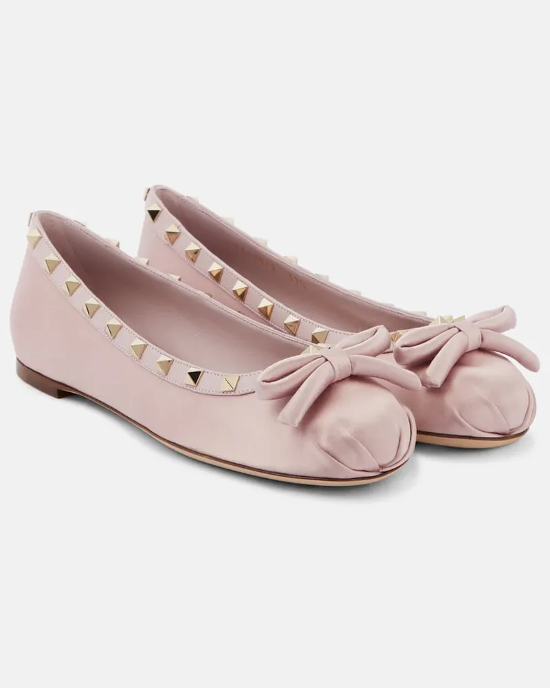 Valentino Garavani Ballerinas Rockstud aus Satin Lila