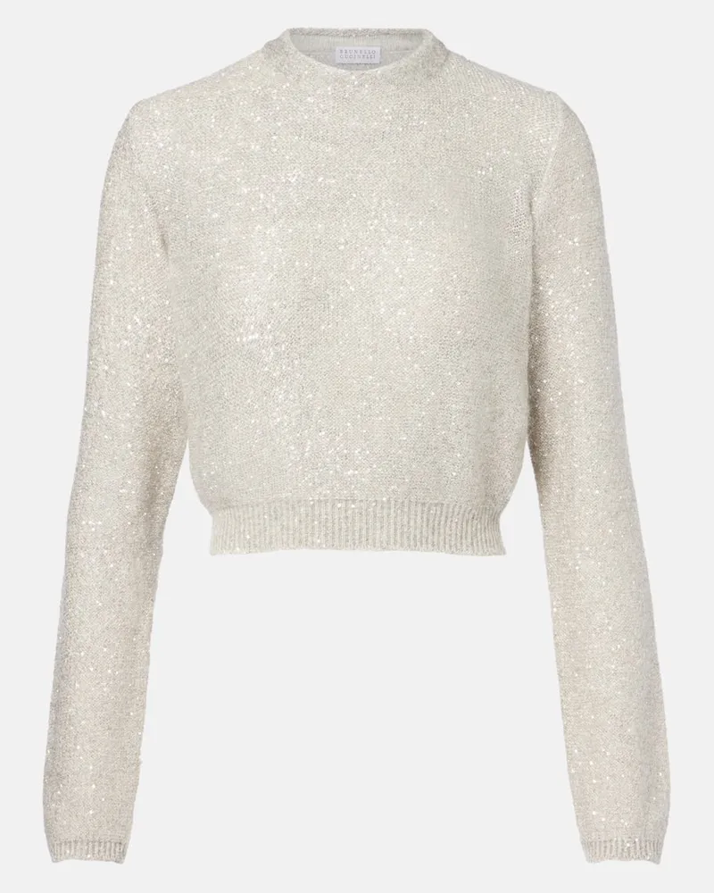 Brunello Cucinelli Pullover mit Pailletten Grau