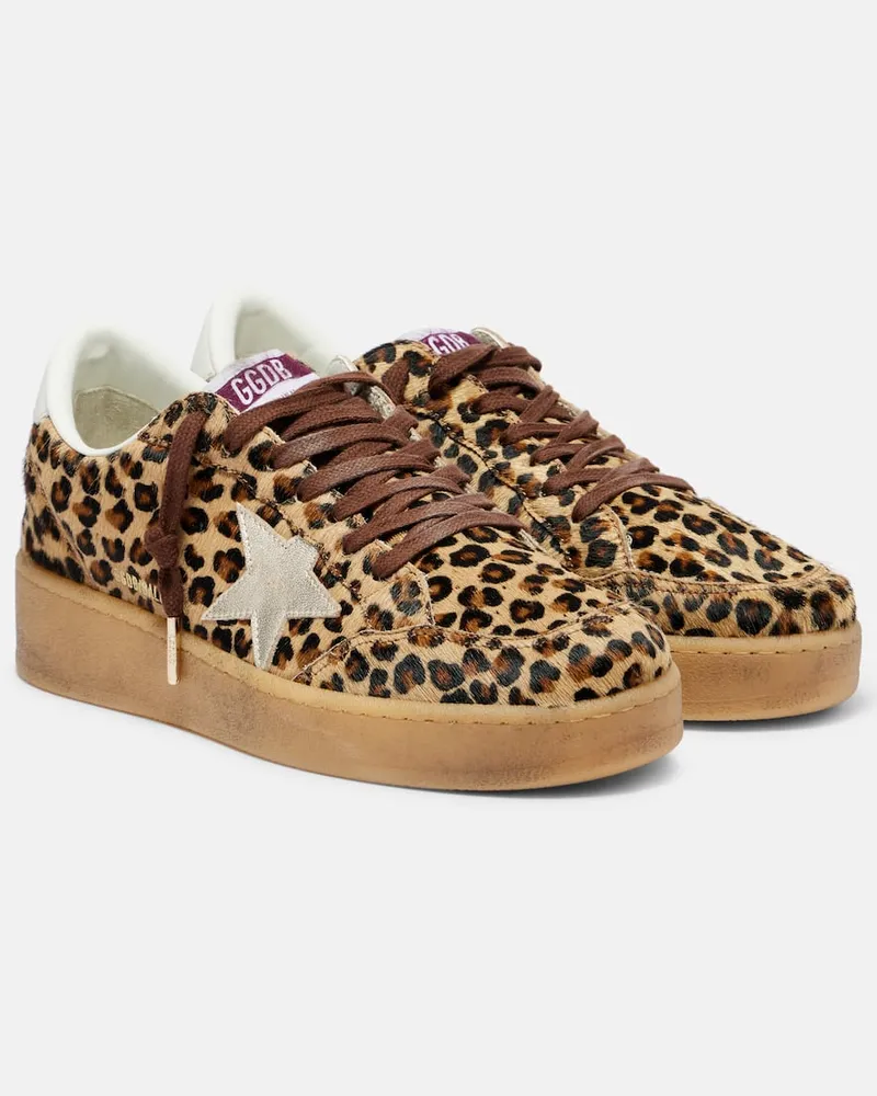 Golden Goose Bedruckte Sneakers Ball Star aus Kalbshaar Braun