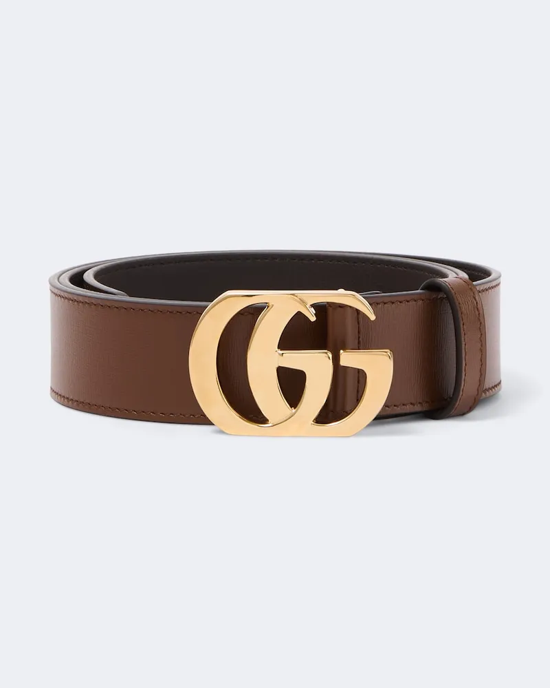 Gucci Gürtel Double G aus Leder Braun