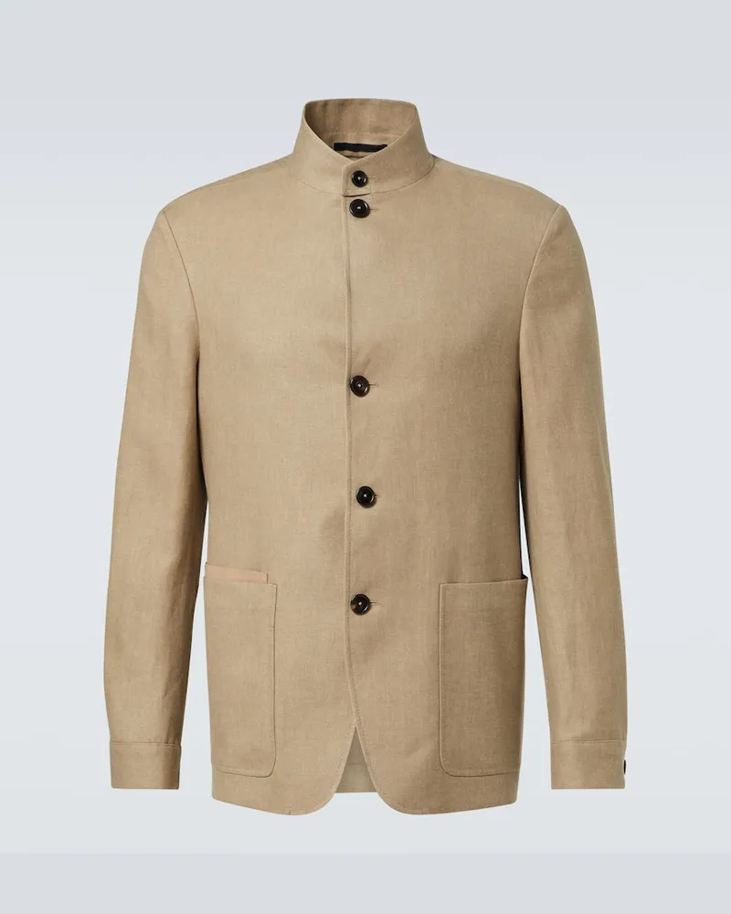 Ermenegildo Zegna Jacke Il Conte aus Leinen und Wolle Beige
