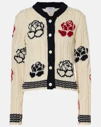 Thom Browne Cardigan Rose aus Wolle und Mohair Weiss