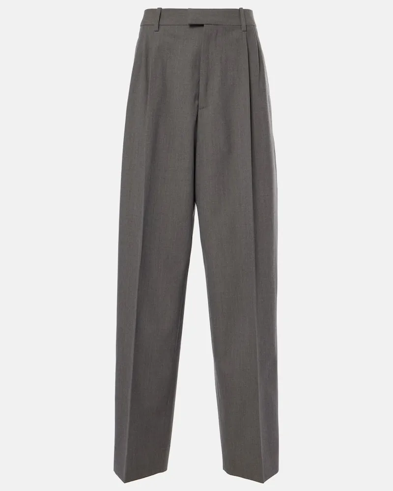 Bottega Veneta Gerade Mid-Rise-Hose aus Wolle Grau
