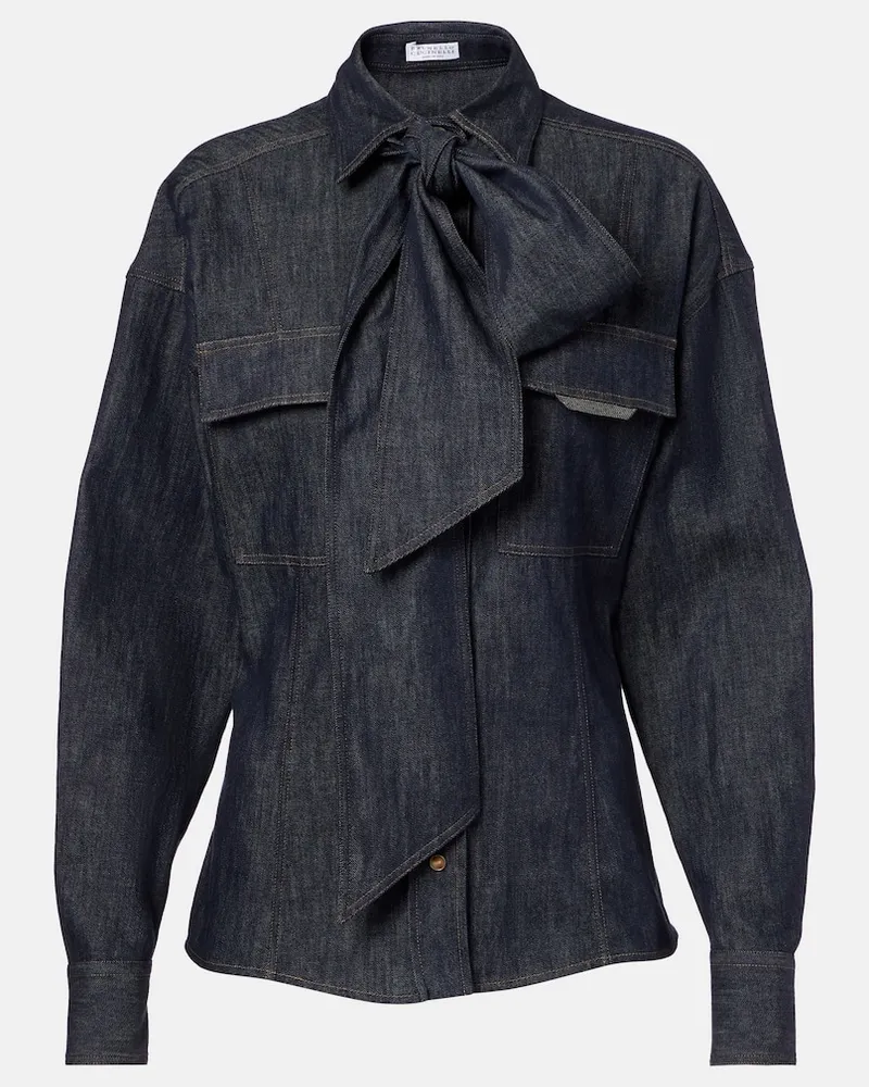 Brunello Cucinelli Bluse aus Baumwolle Blau