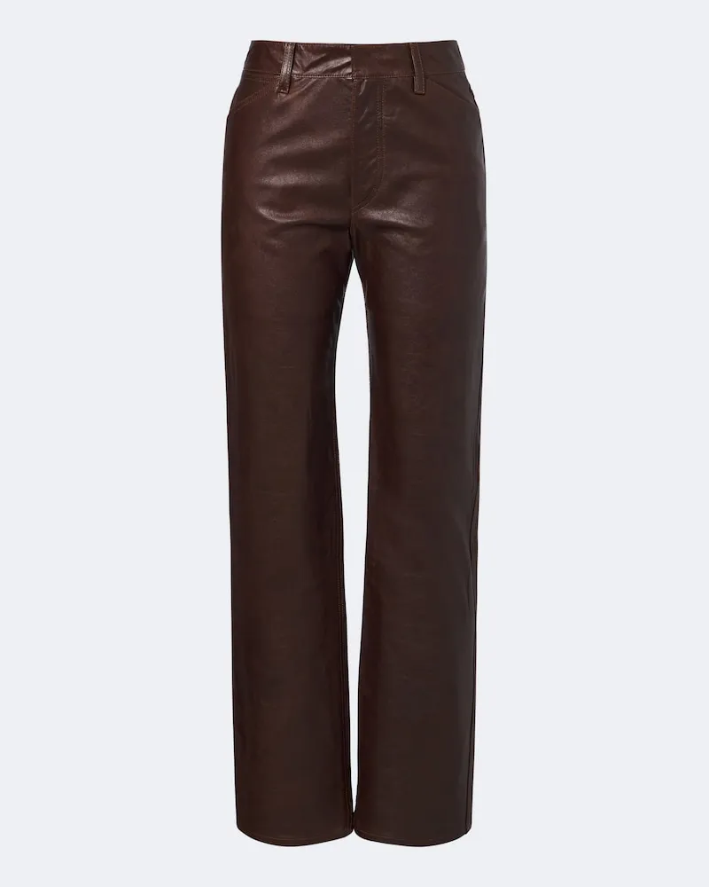 Christophe Lemaire Gerade Hose aus Leder Braun