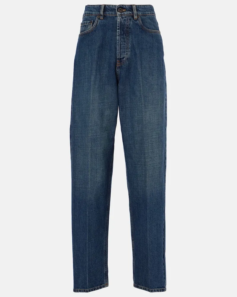 Miu Miu High-Rise Boyfriend Jeans Blau