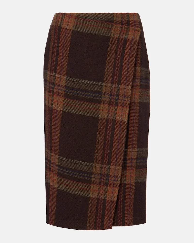 Ralph Lauren Midirock aus einem Wollgemisch Braun