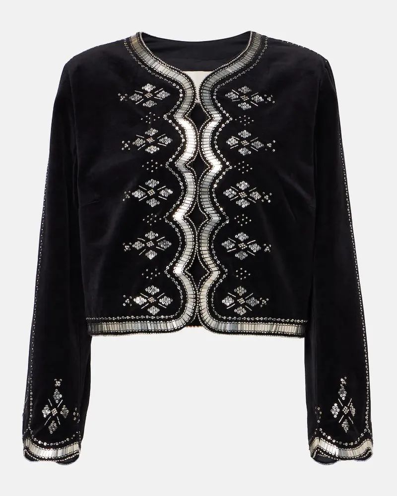 Isabel Marant Verzierte Jacke Hady aus Baumwollsamt Schwarz