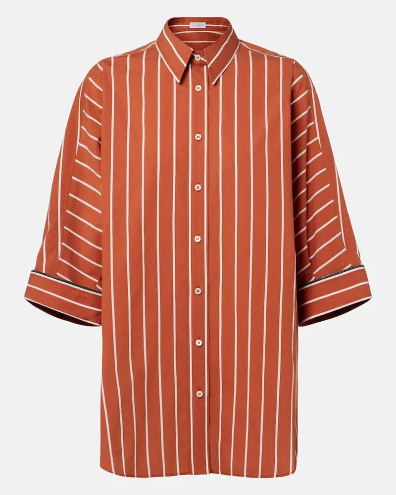 Brunello Cucinelli Hemd aus einem Baumwollgemisch Orange