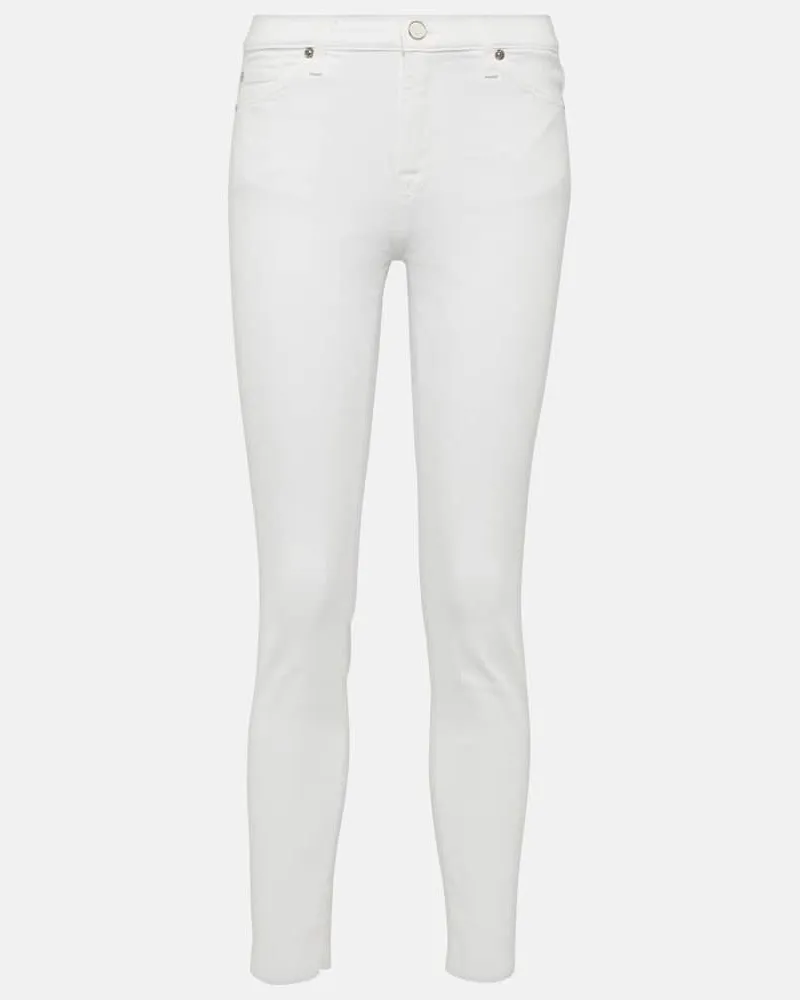 7 for all mankind High-Rise Cropped Skinny Jeans Weiß