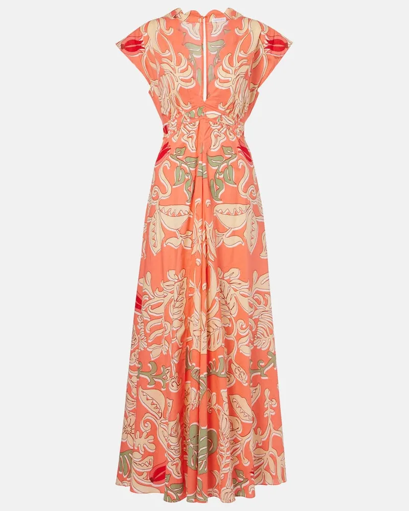 Poupette St Barth Bedrucktes Maxikleid Noreen aus Baumwolle Orange