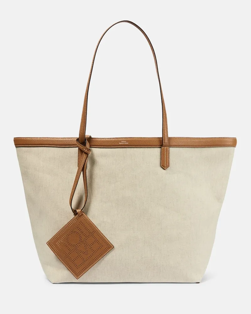 Totême Shopper aus Canvas mit Leder Neutral
