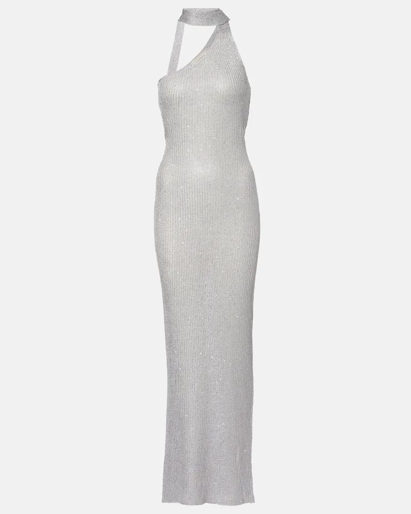 BANANHOT Maxikleid Aretha mit Pailletten Silber