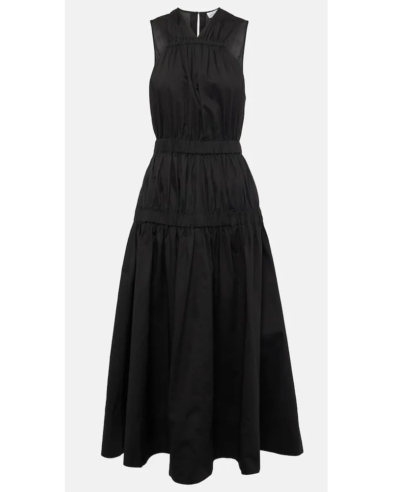 Proenza Schouler White Label Maxikleid Libby aus Baumwollpopeline Schwarz