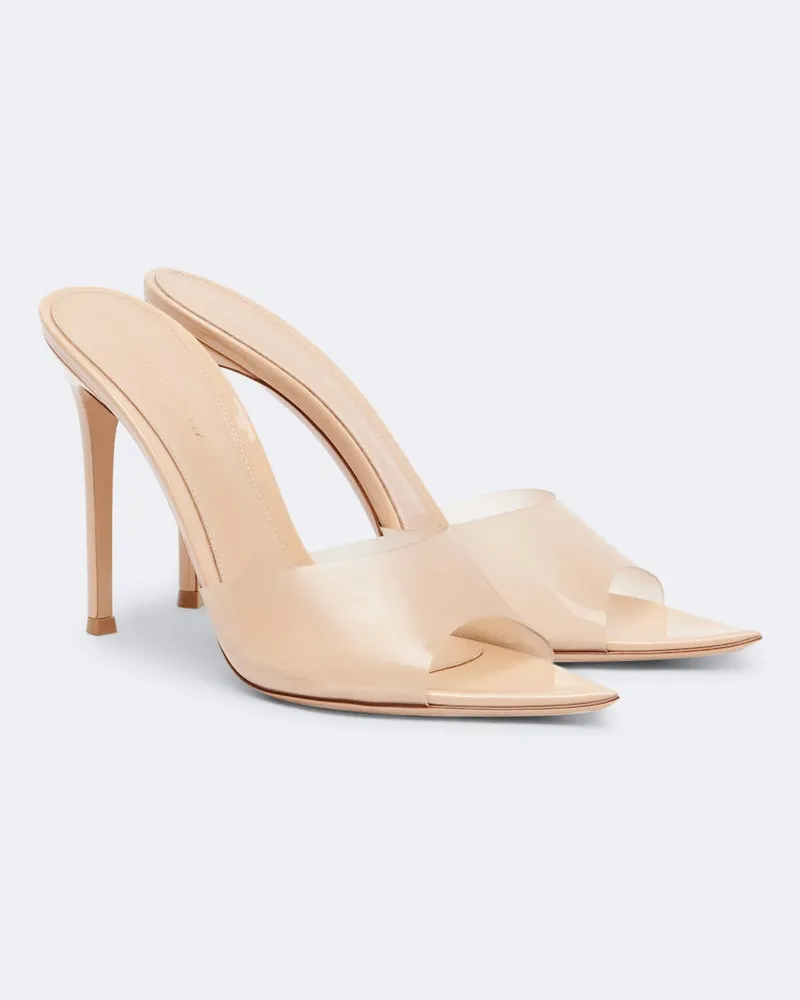 Gianvito Rossi Pantoletten Elle 105 mit Lackleder Neutral