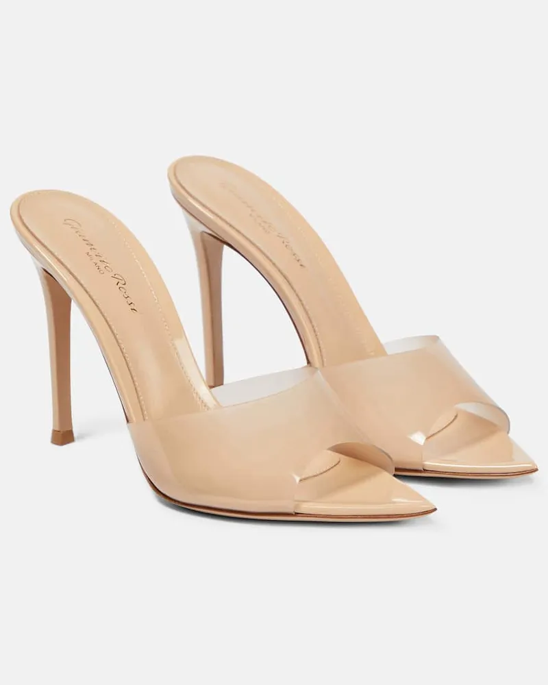 Gianvito Rossi Pantoletten Elle 105 mit Lackleder Neutral