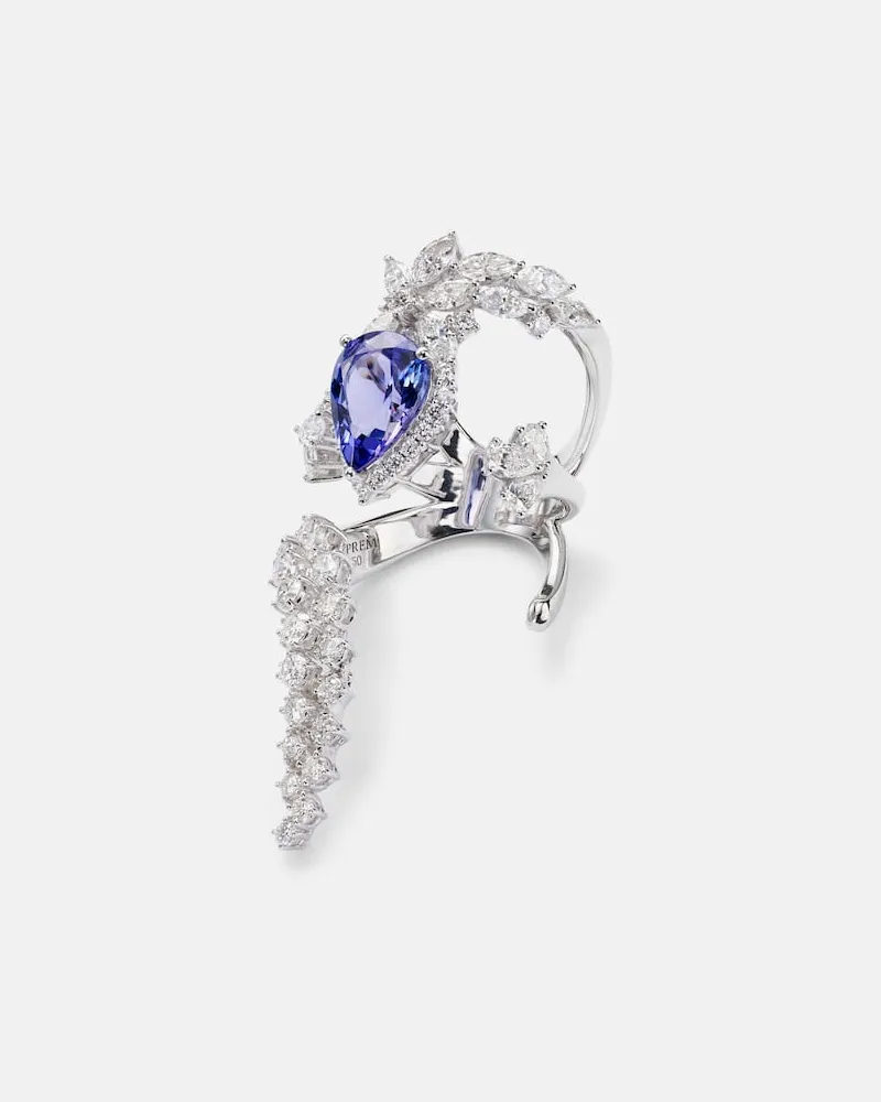 YEPREM Ring Reign Supreme aus 18kt Weißgold mit Diamanten und Tansanit Silber