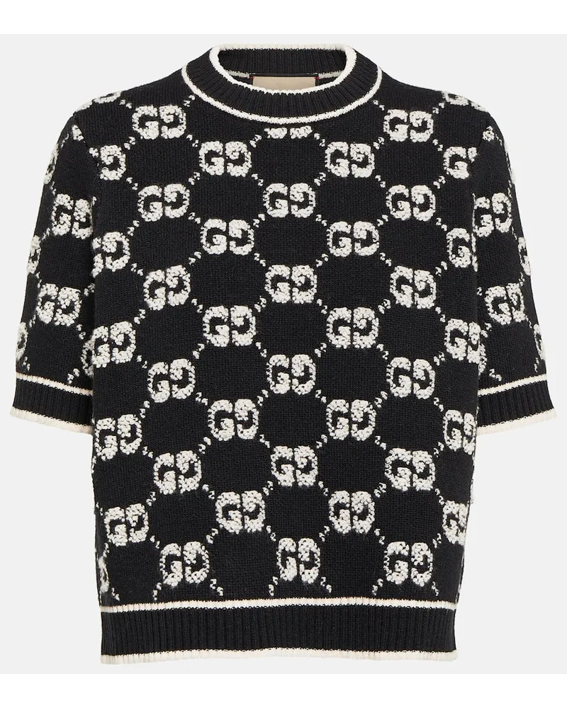 Gucci Top GG aus Woll-Bouclé Schwarz