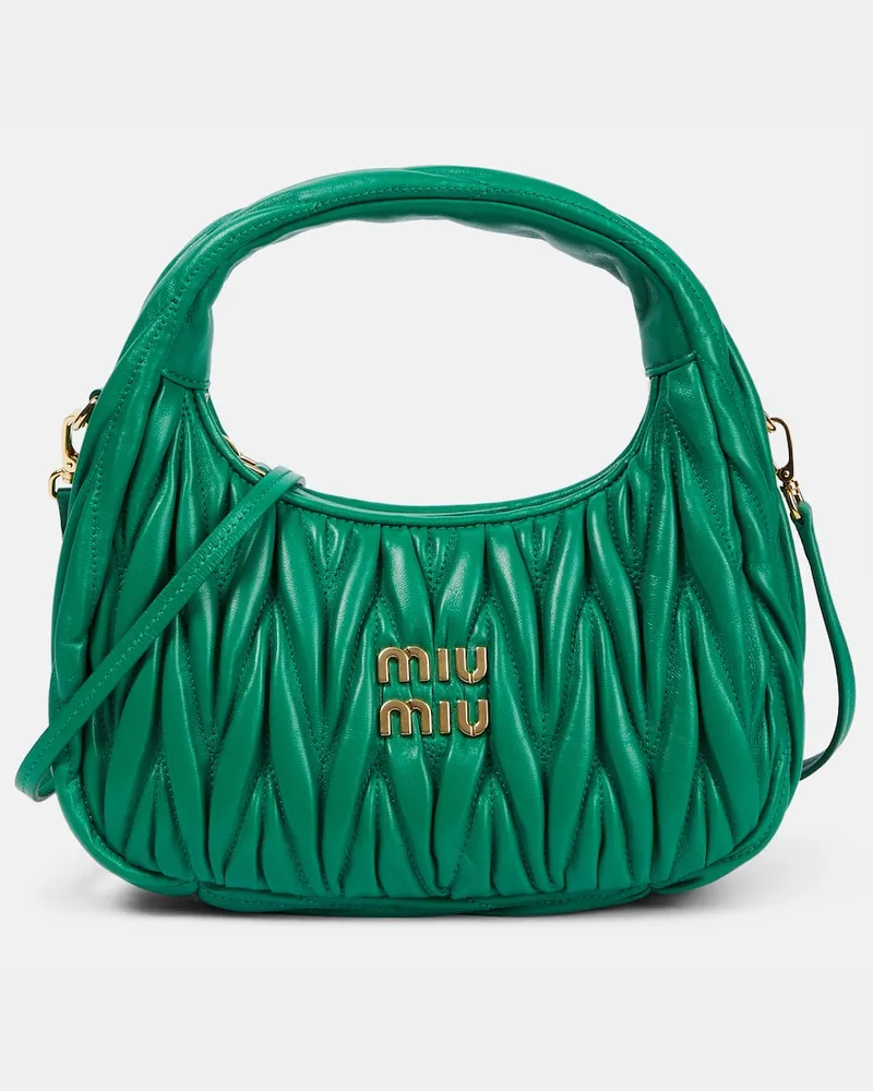 Miu Miu Tote Wander aus Matelassé-Leder Grün