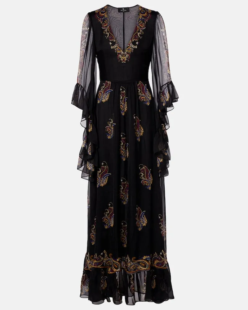 Etro Maxikleid aus Seide Multicolor