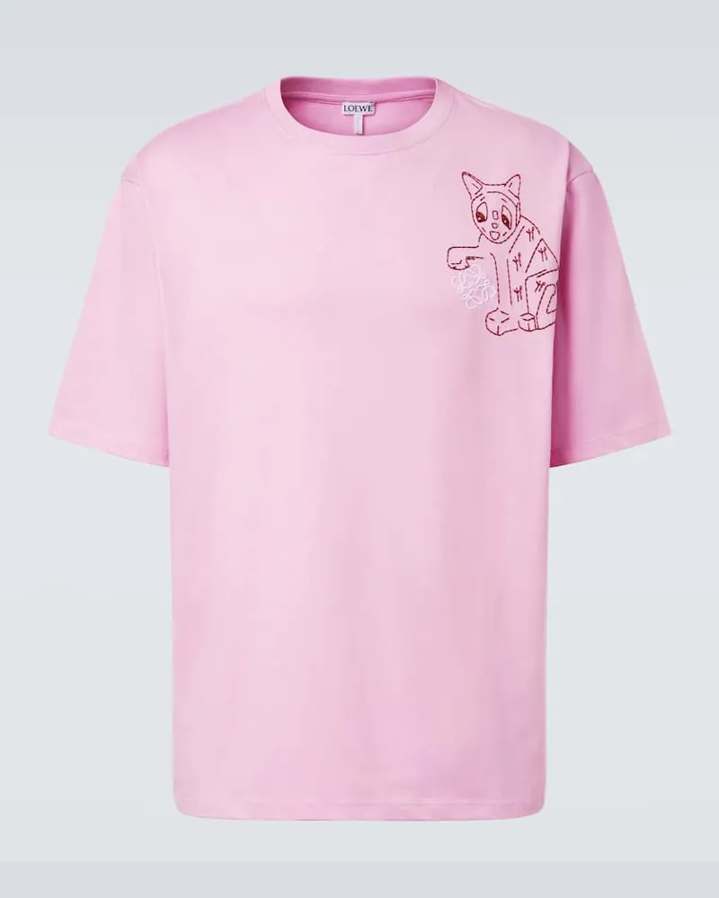 Loewe X Louis Wain T-Shirt aus Baumwoll-Jersey Rosa
