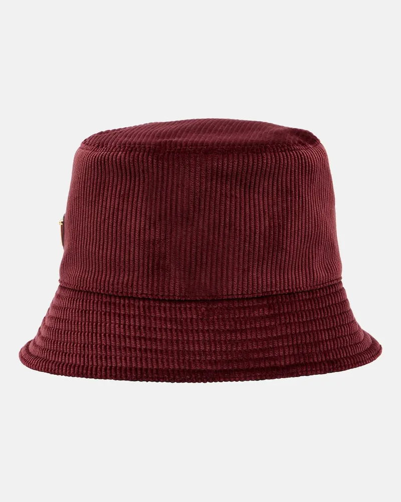 Prada Hut aus Baumwollcord Burgunderrot