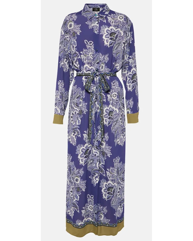 Etro Bedrucktes Hemdblusenkleid Blau