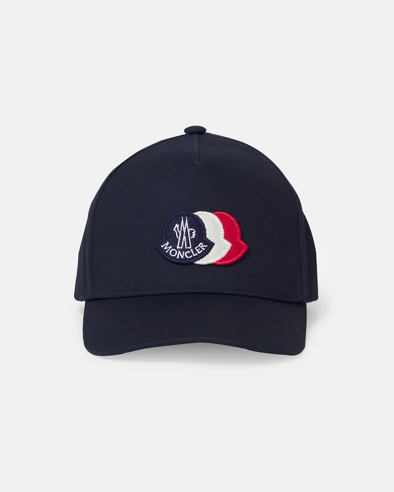 Moncler Besticktes Baseballcap aus Baumwolle Blau