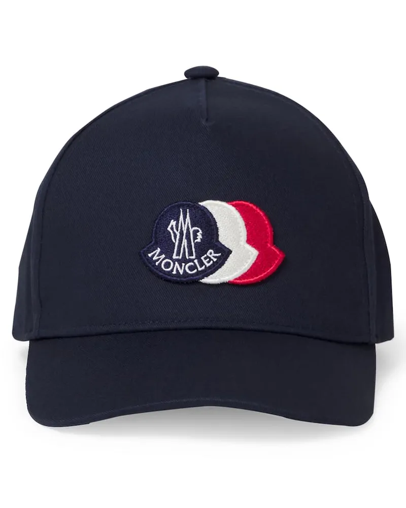 Moncler Besticktes Baseballcap aus Baumwolle Blau