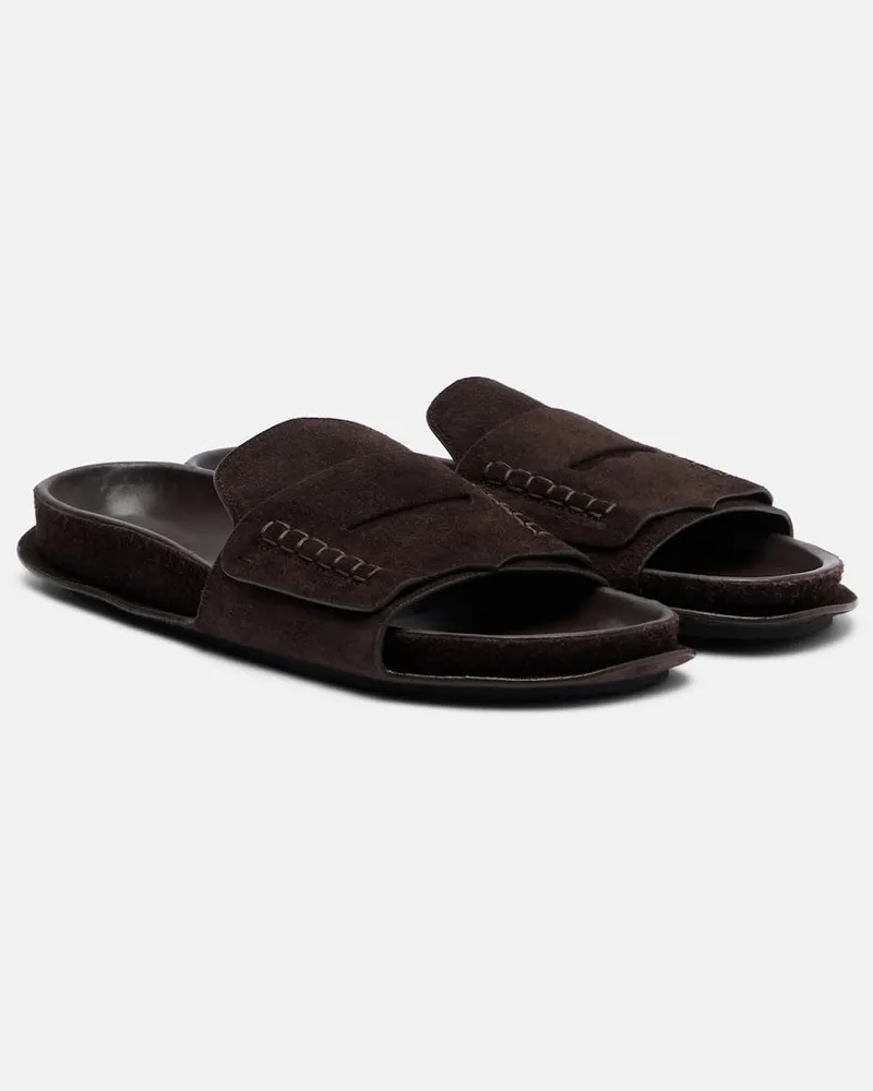 Jacquemus Pantoletten aus Veloursleder Braun