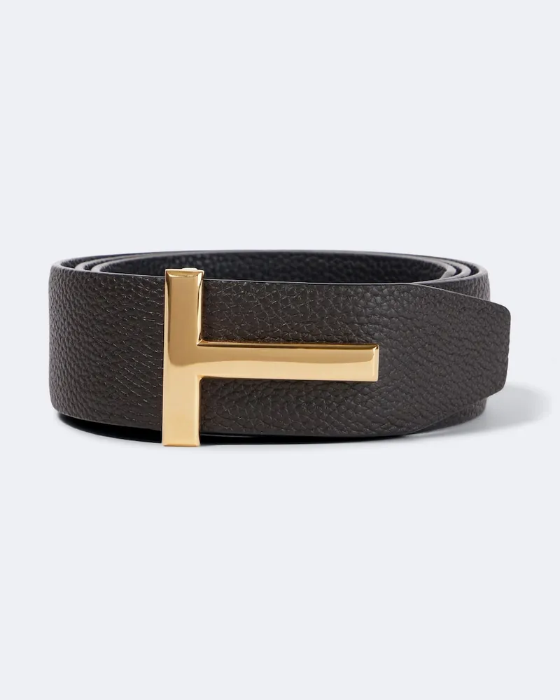 Tom Ford Wendbarer Gürtel T Icon aus Leder Braun