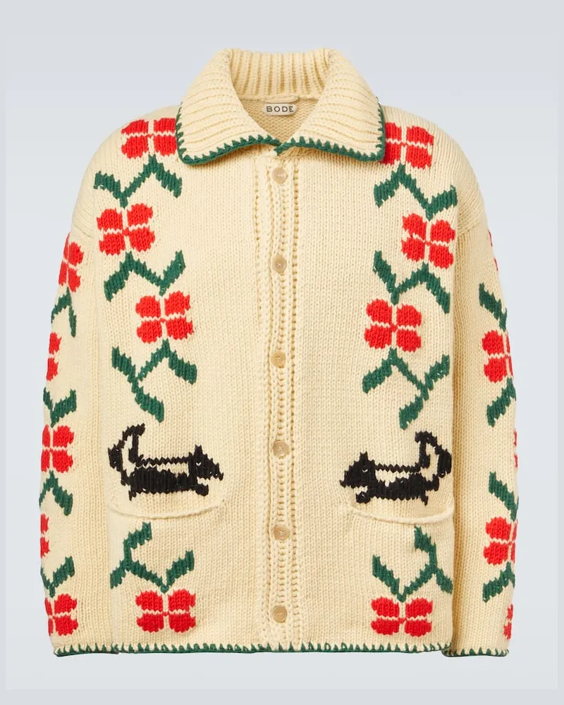 BODE Cardigan Pirate Ship aus Schurwolle Beige