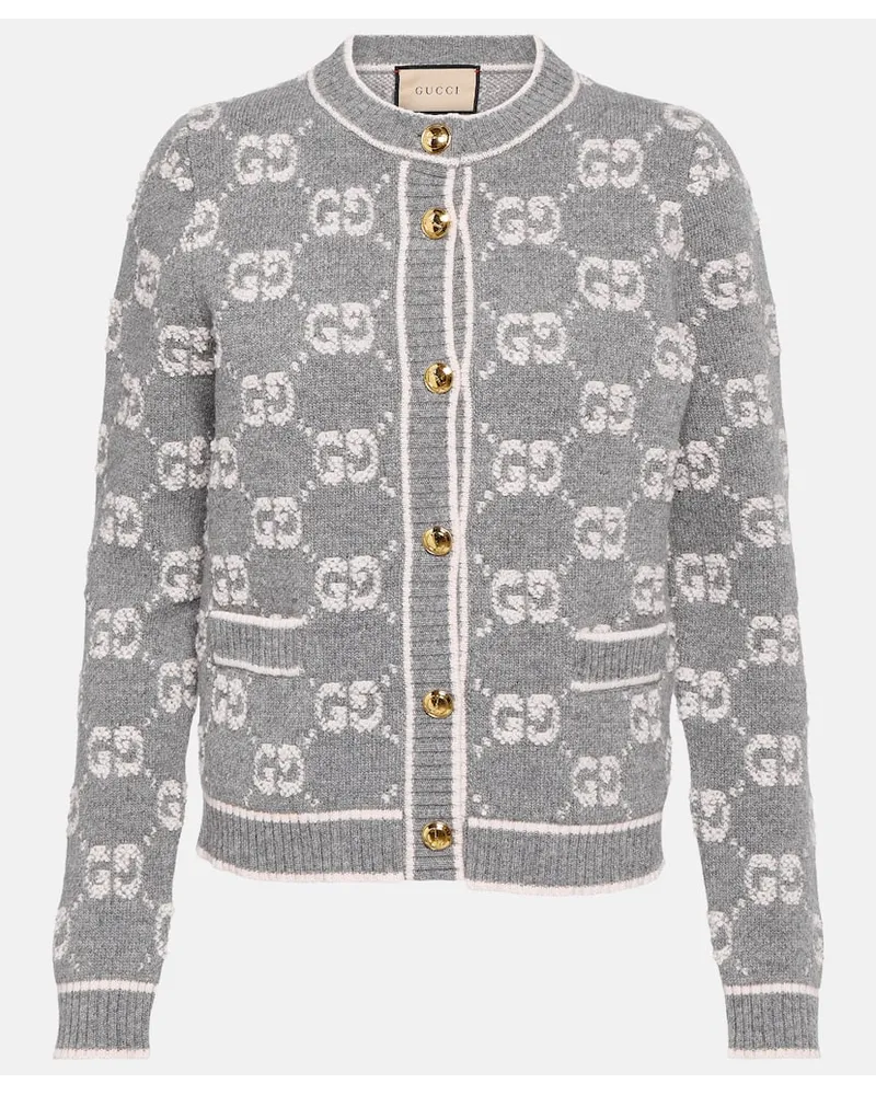 Gucci Cardigan GG aus Boucle-Jacquard Grau