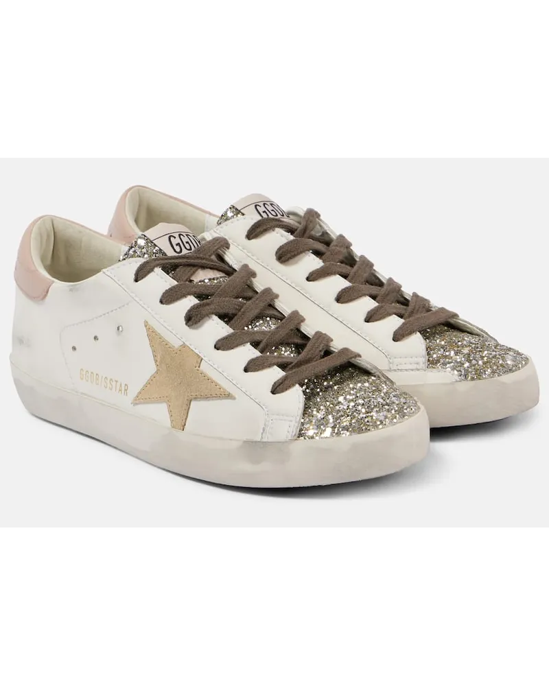 Golden Goose Sneakers Super-Star aus Leder mit Glitter Weiss