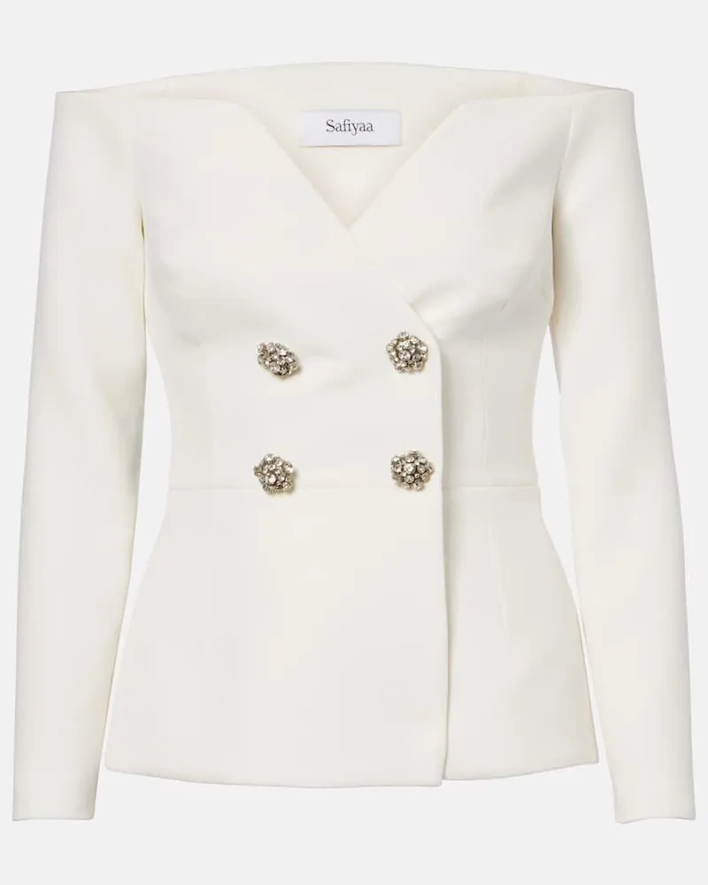Safiyaa Bridal Jacke Kamile aus Crêpe Weiß