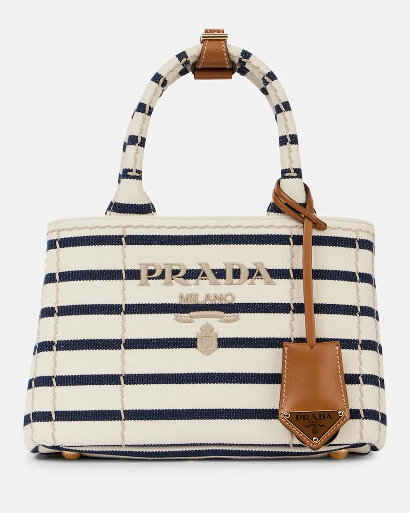 Prada Tote Bag Prada Jardinière Mini aus Canvas Blau