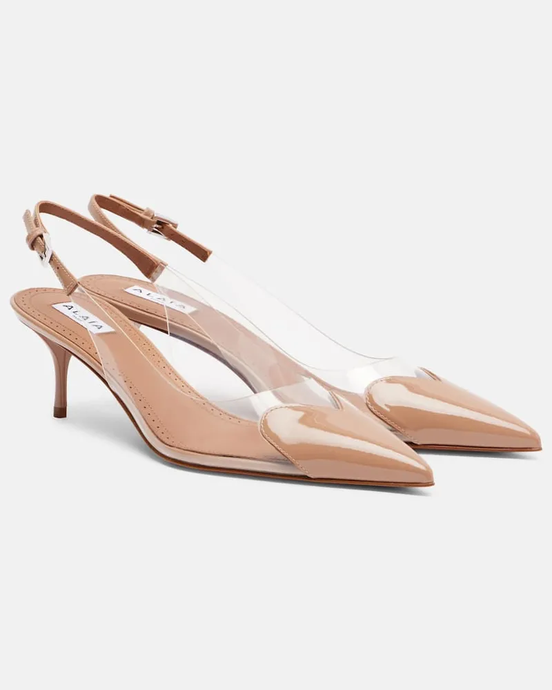 Alaïa Alaïa Slingback-Pumps Le Cœur 55 aus Lackleder Beige