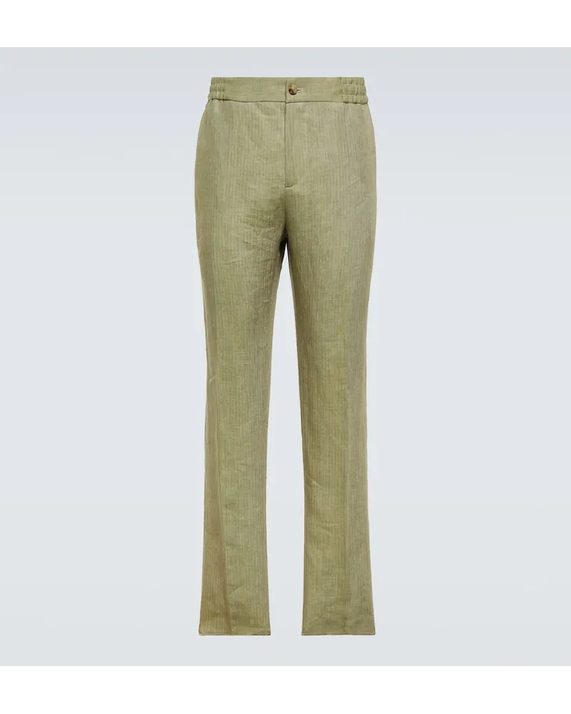Etro Gerade Hose aus Leinen Pink
