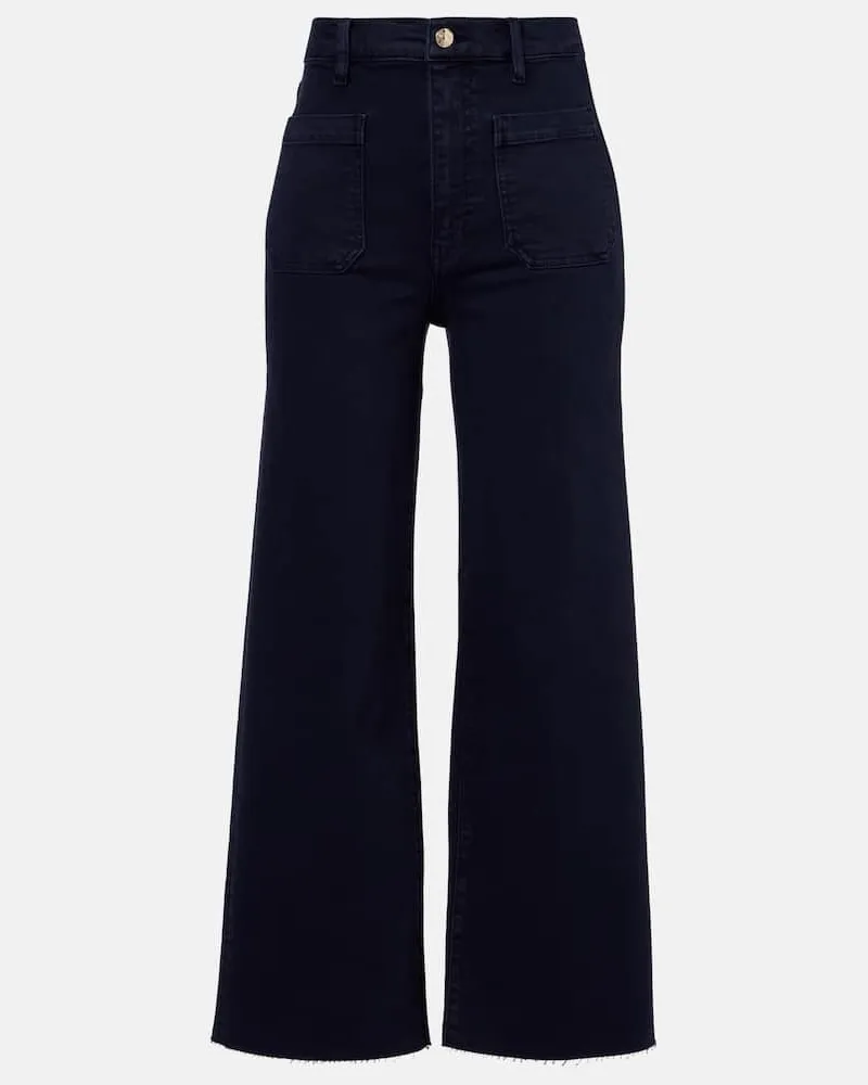 Frame Denim High-Rise Wide-Leg Jeans Anchor Blau
