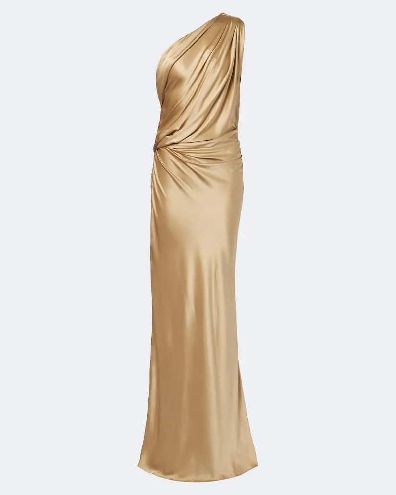 The Sei One-Shoulder-Abendkleid aus Seidensatin Gold