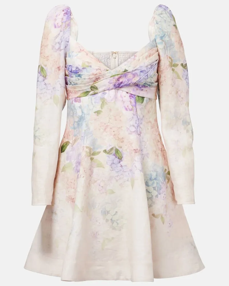 Zimmermann Minikleid Dawning aus Leinen Multicolor