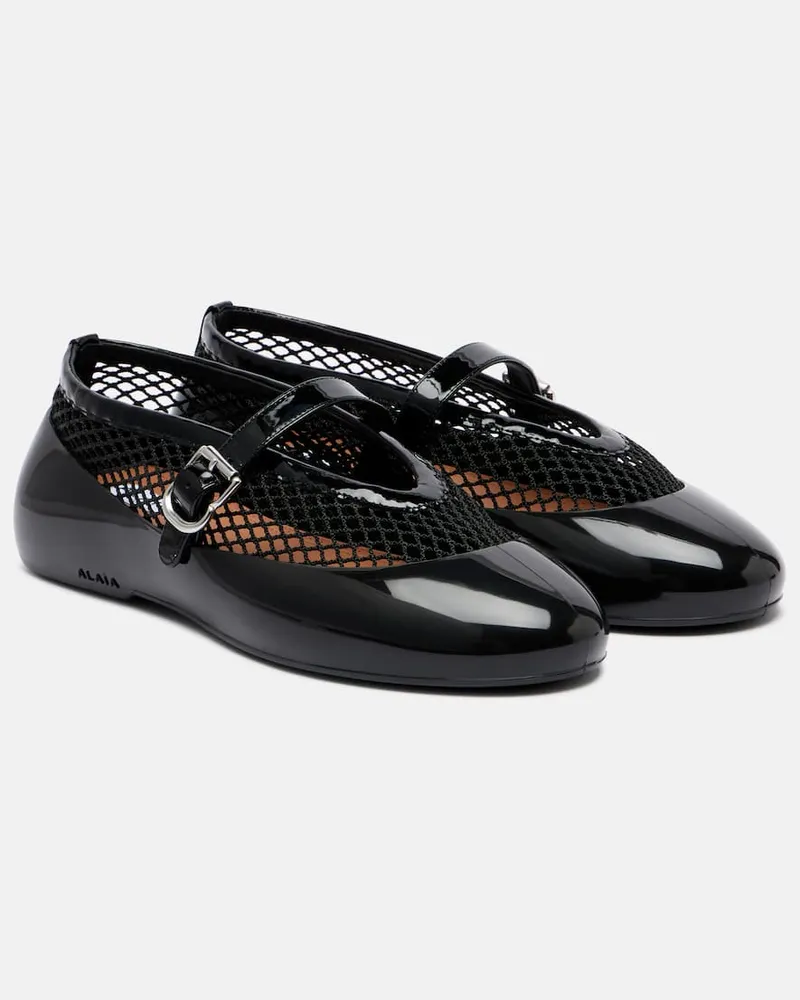 Alaïa Alaïa Ballerinas mit Lackleder Schwarz