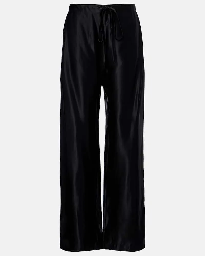 KHAITE Weite Hose Rohen aus Satin Schwarz