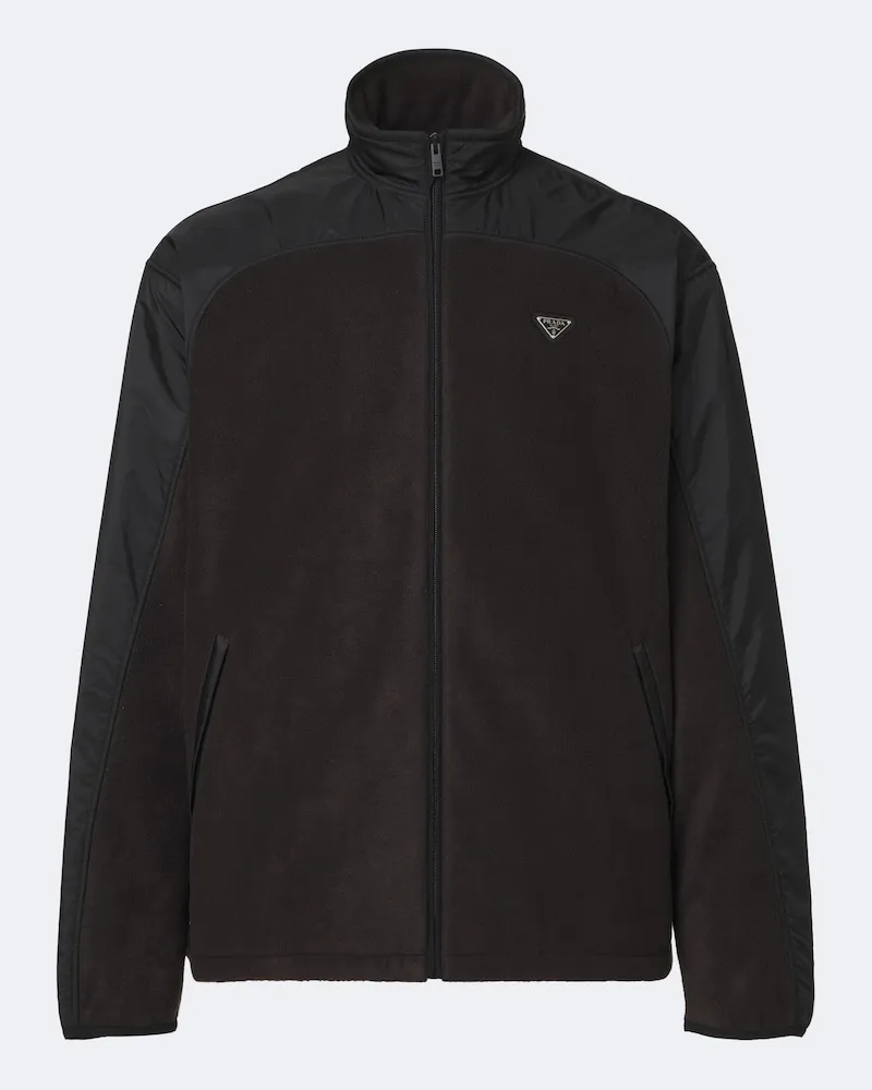 Prada Trainingsjacke aus Re-Nylon und Fleece Grün