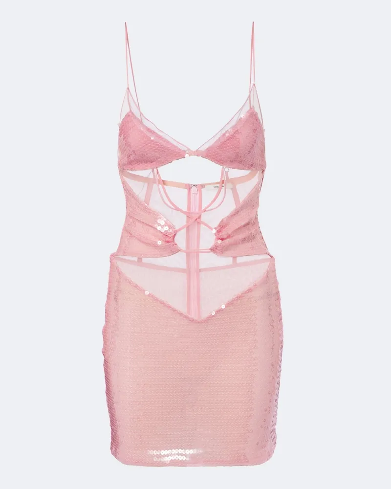 Nensi Dojaka Minikleid mit Pailletten Rosa