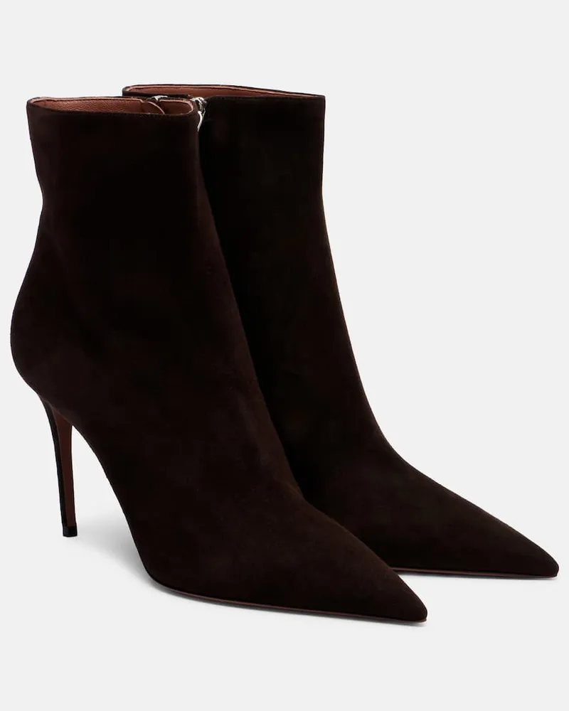 Paris Texas Ankle Boots Vera 85 aus Veloursleder Braun