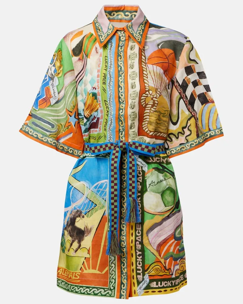ALEMAIS Alémais Hemdblusenkleid Lucky Pace aus Leinen Multicolor