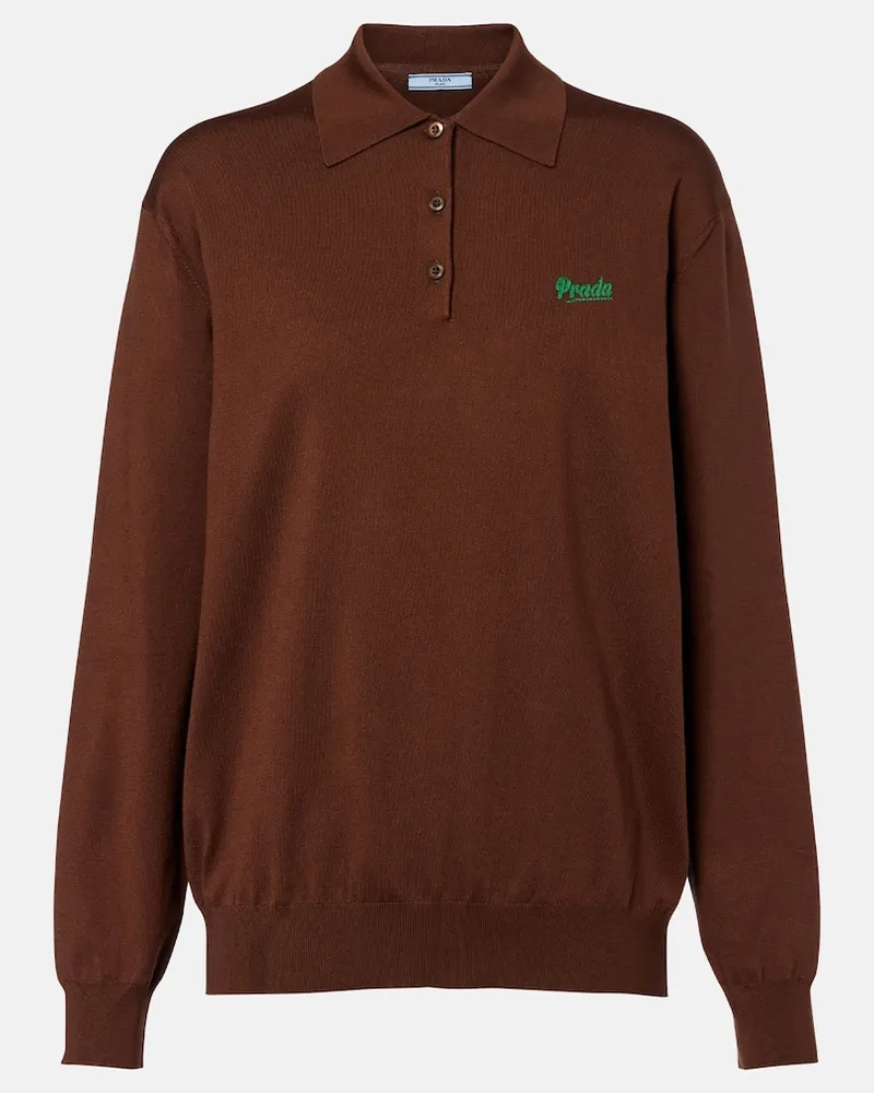 Prada Polopullover aus einem Seidengemisch Braun