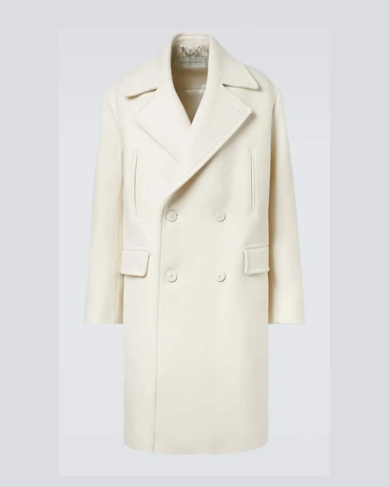 Dries van Noten Mantel aus Wolle und Baumwolle Weiß